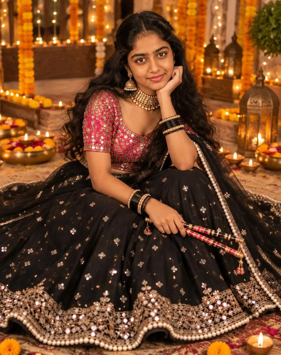 Festive Lehenga Portrait AI 照片结果，Faymas 风格