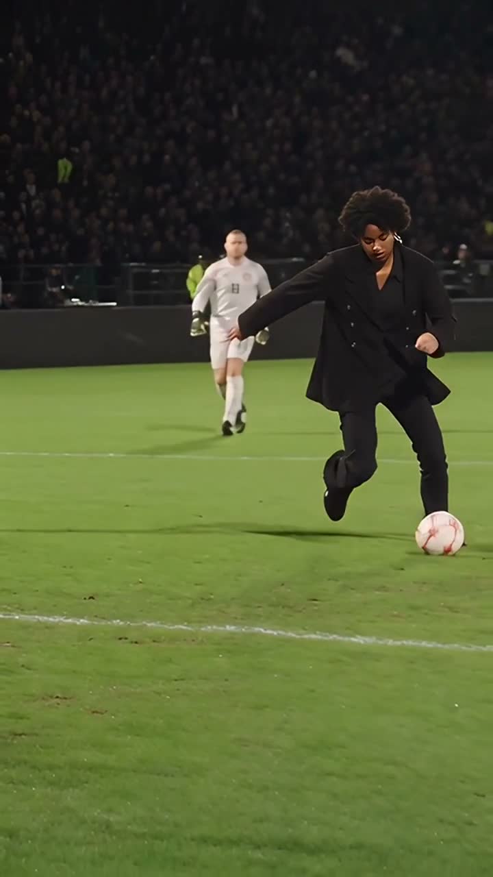 Ozil Goal AI 主角朝球门完成射门的画面